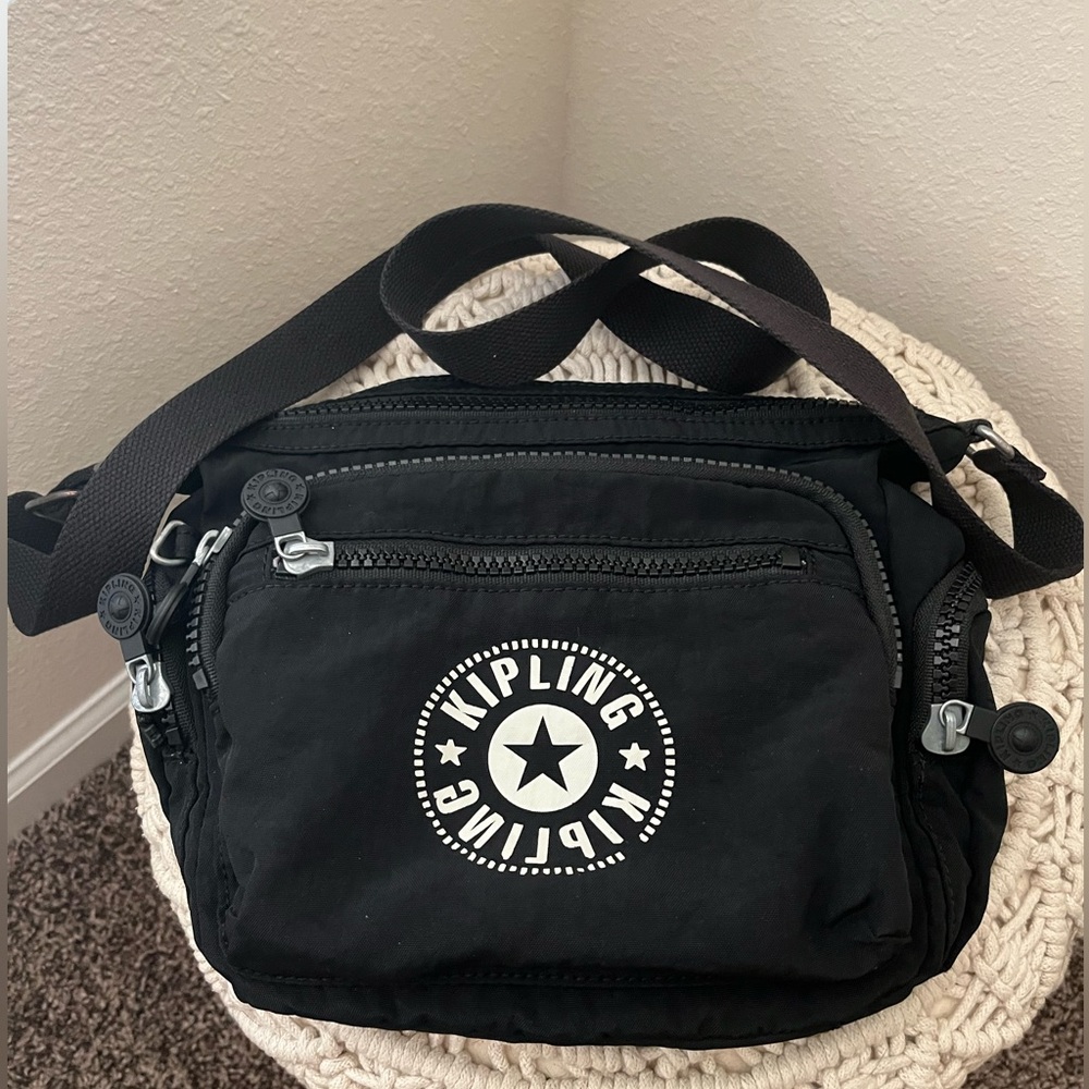 Kipling Larger Black Bag with Logo, plenty of pockets. Great everyday bag.